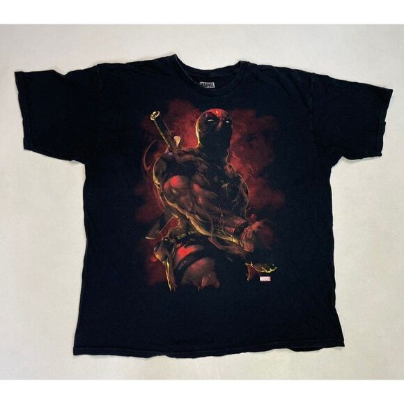 Marvel Deadpool Big Graphic T-shirt Men XXL Black Short Sleeve - Picture 1 of 5
